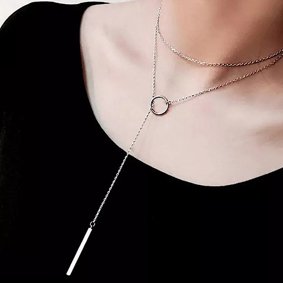 Jewelry - Y Lariat Sterling Silver Geometric Choker Necklace
